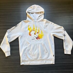 Vans White Hoodie with Flame Graphic